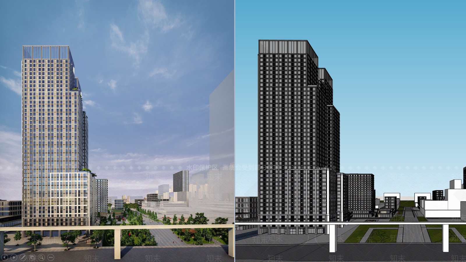 现代新中式酒店建筑SU模型下载【ID:1166326754】