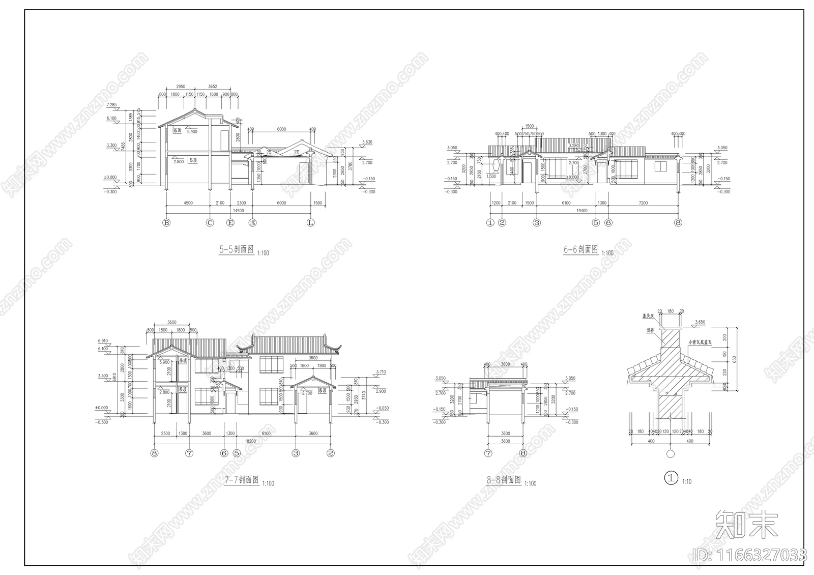 新中式中式古建cad施工图下载【ID:1166327033】