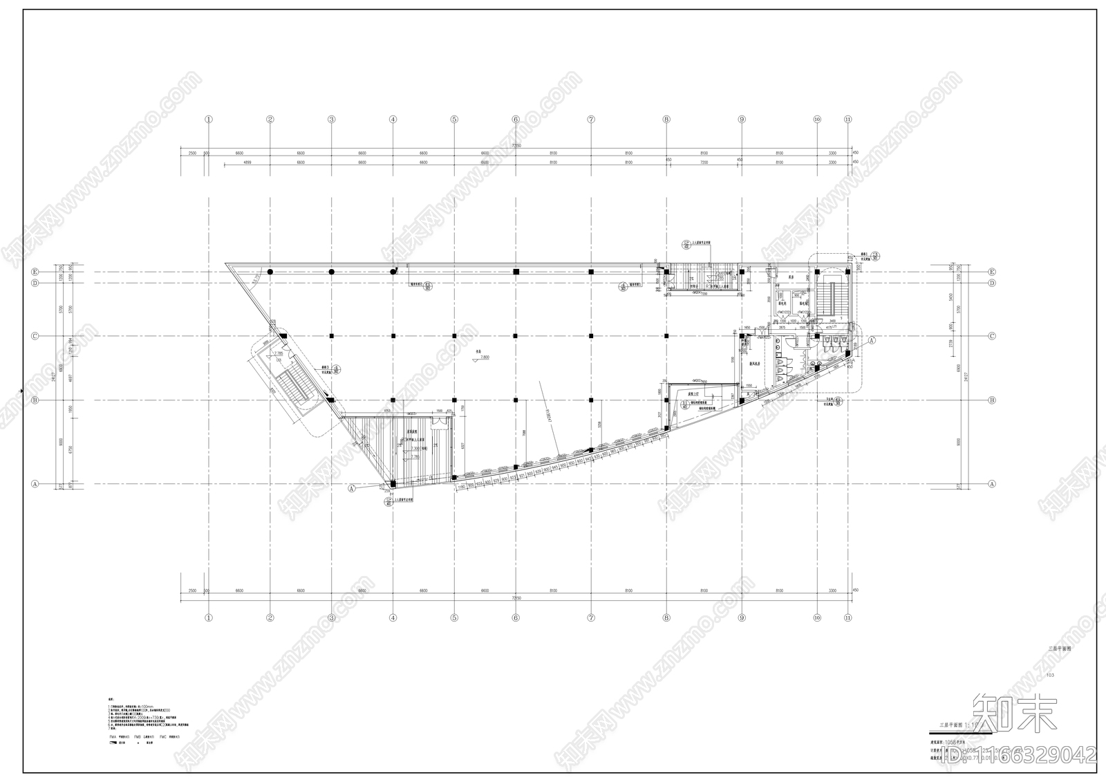 现代办公楼建筑cad施工图下载【ID:1166329042】