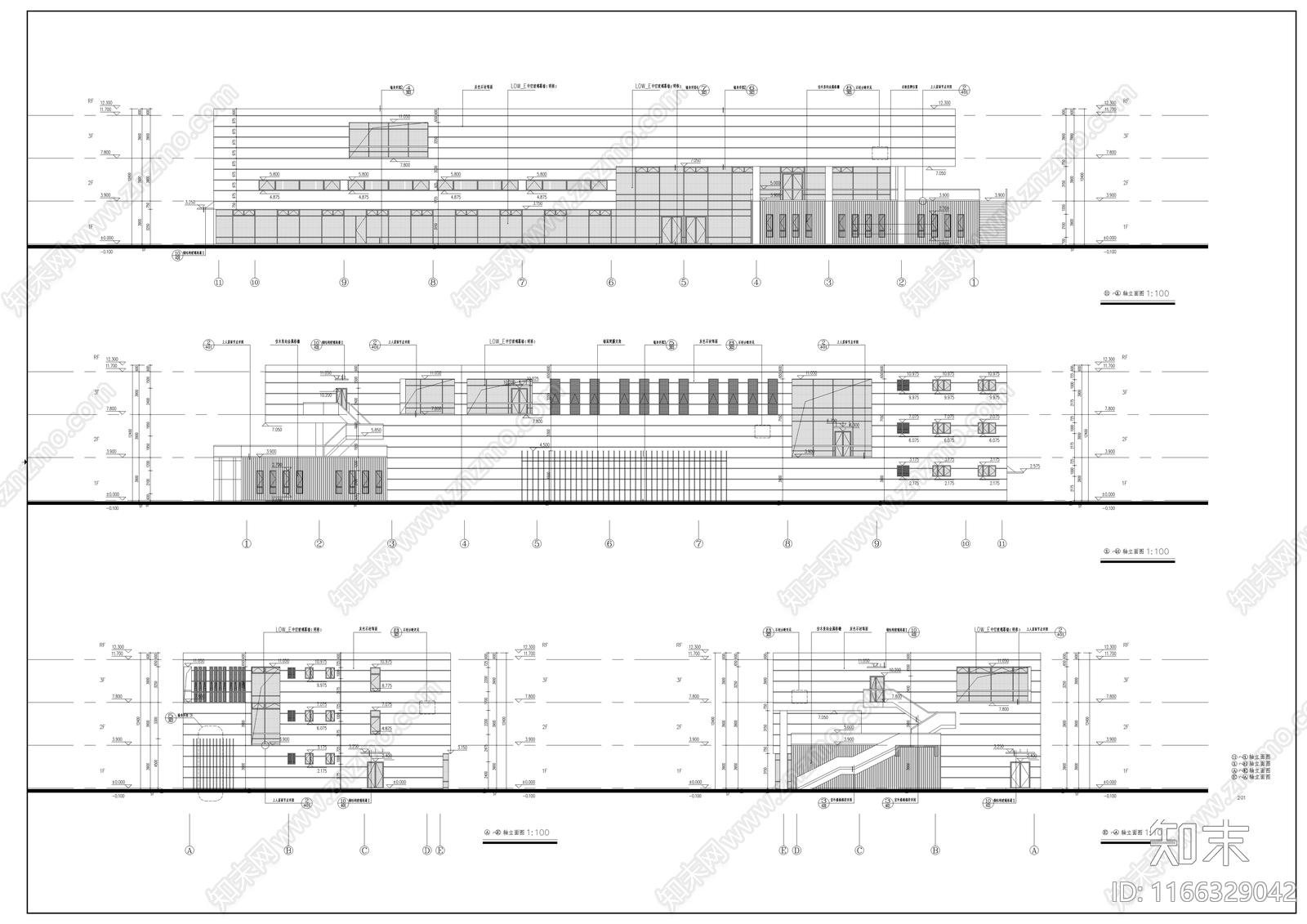 现代办公楼建筑cad施工图下载【ID:1166329042】