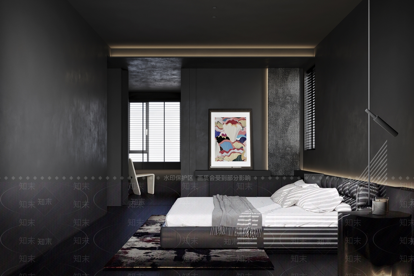 黑色皮革双人床双人床3D模型下载【ID:1227535999】
