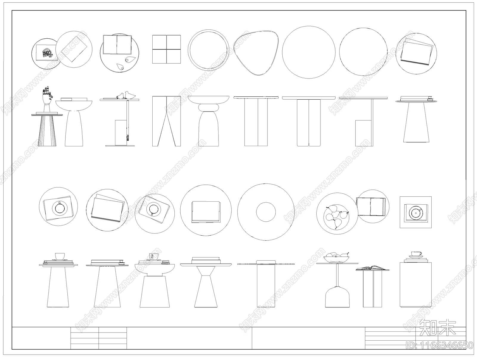 最新边几角几圆几茶几CAD图库施工图下载【ID:1166346650】