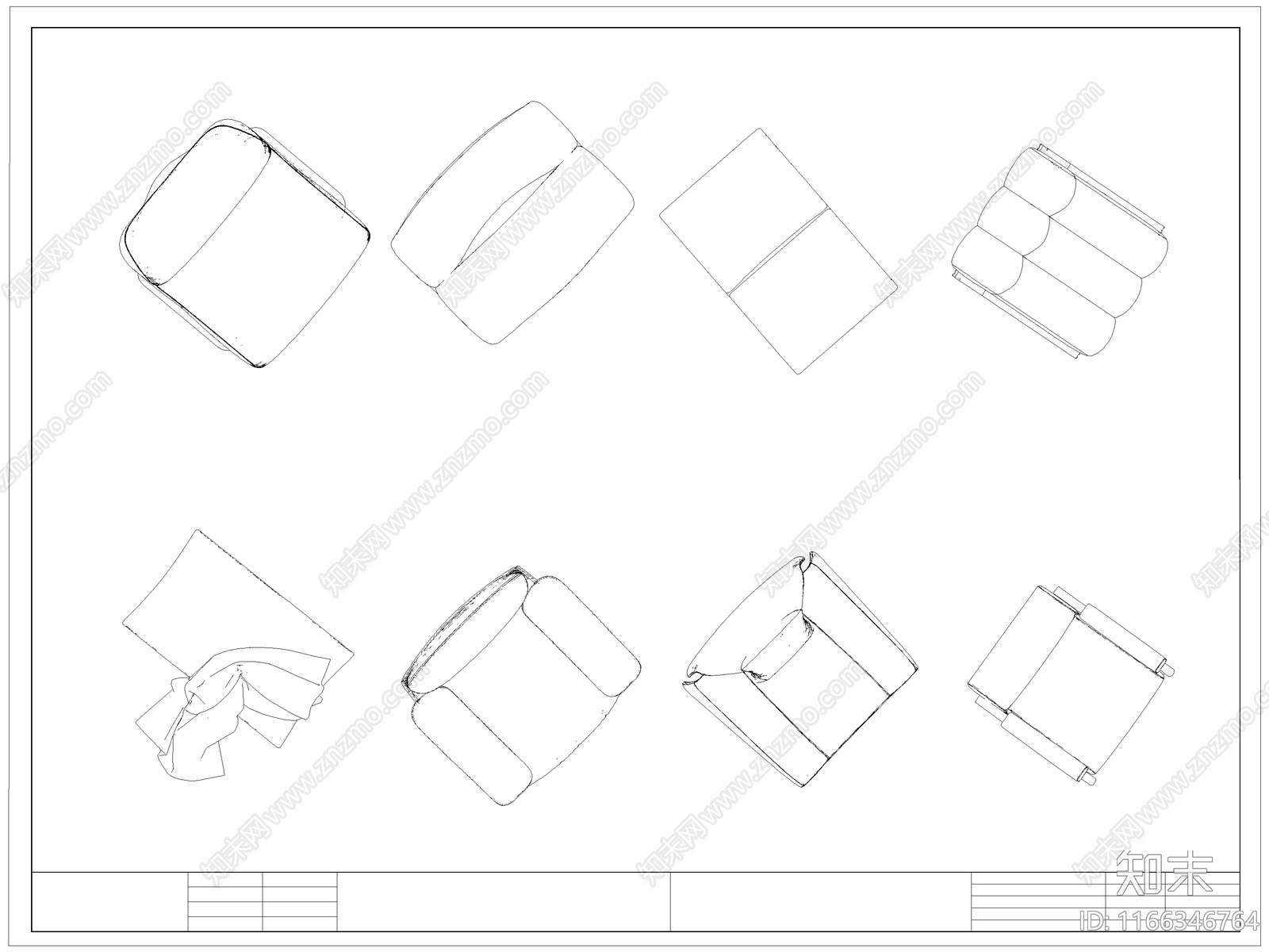 现代沙发施工图下载【ID:1166346764】