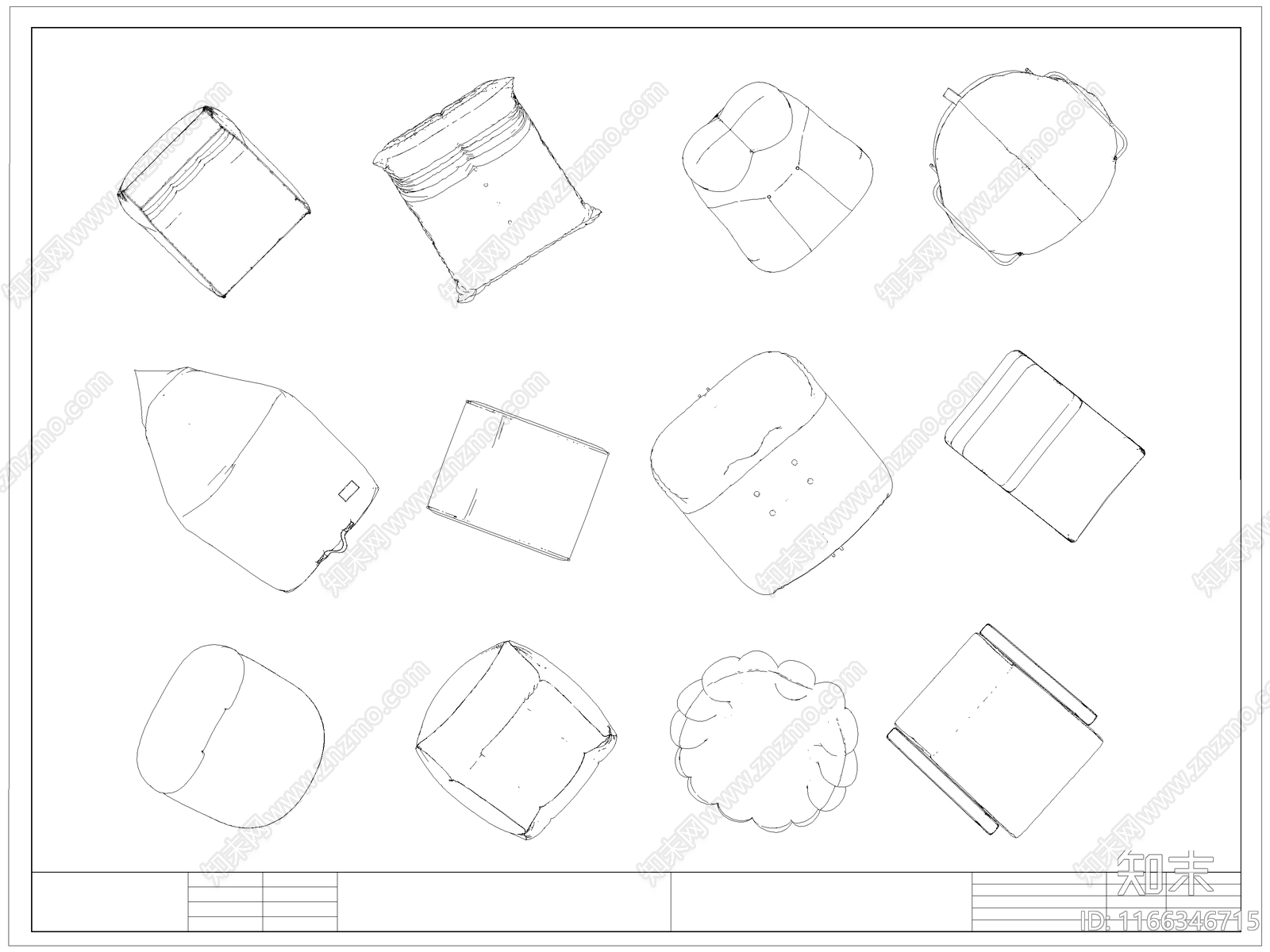 现代沙发施工图下载【ID:1166346715】