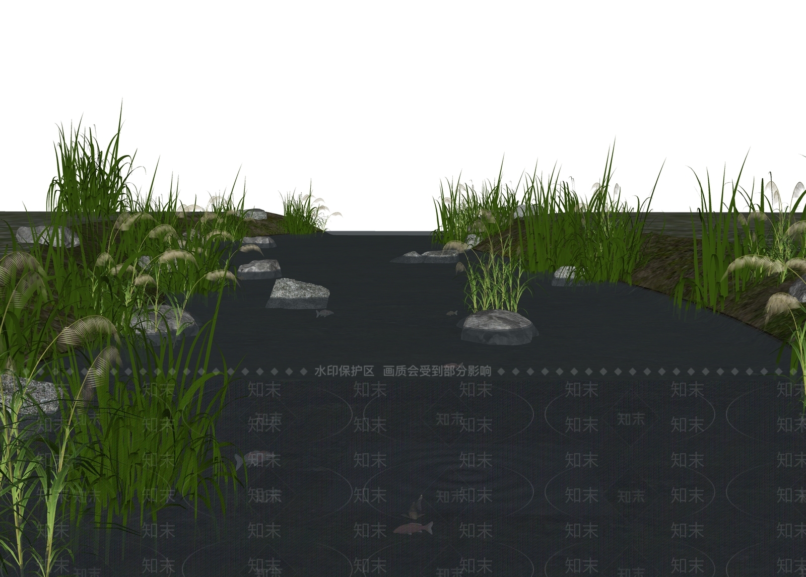 现代简约滨水景观SU模型下载【ID:1166346819】