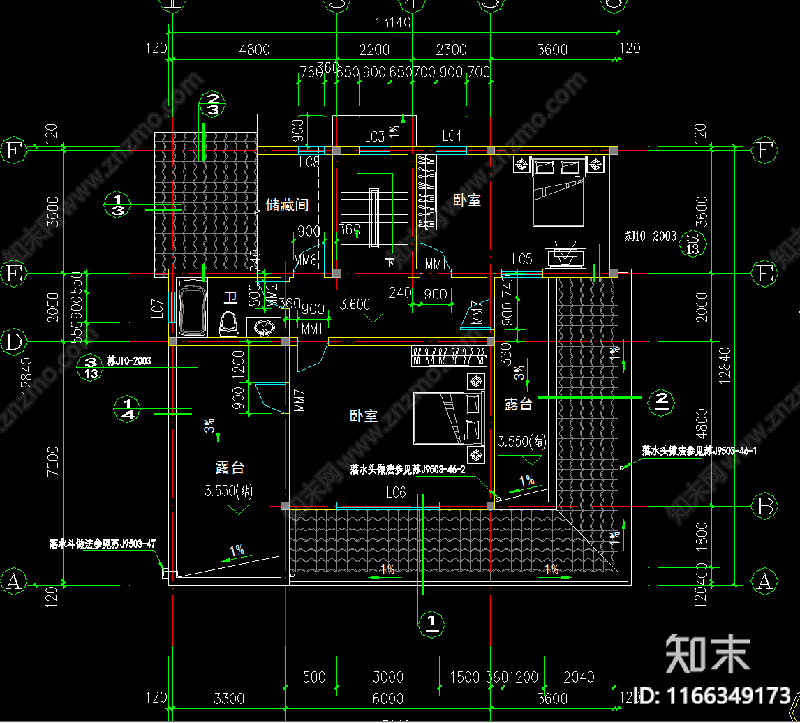 简约现代别墅建筑cad施工图下载【ID:1166349173】