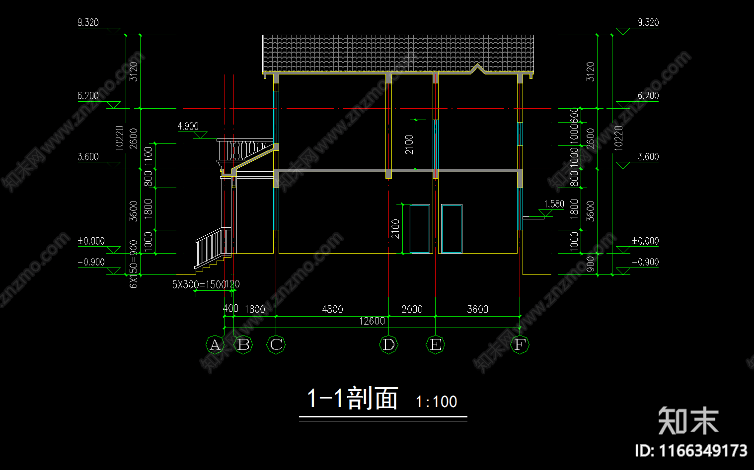 简约现代别墅建筑cad施工图下载【ID:1166349173】