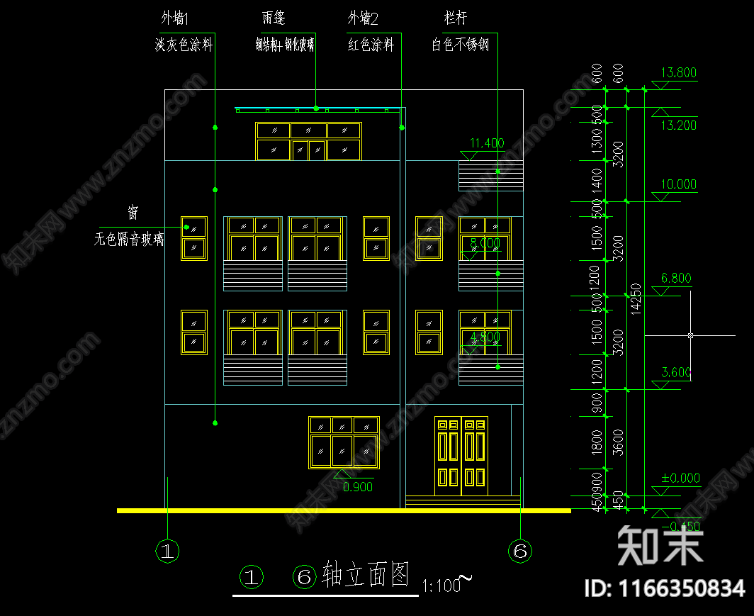 简约别墅建筑cad施工图下载【ID:1166350834】