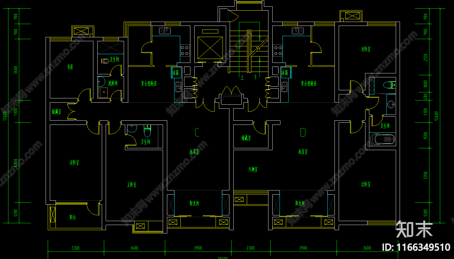 建筑平面图cad施工图下载【ID:1166349510】