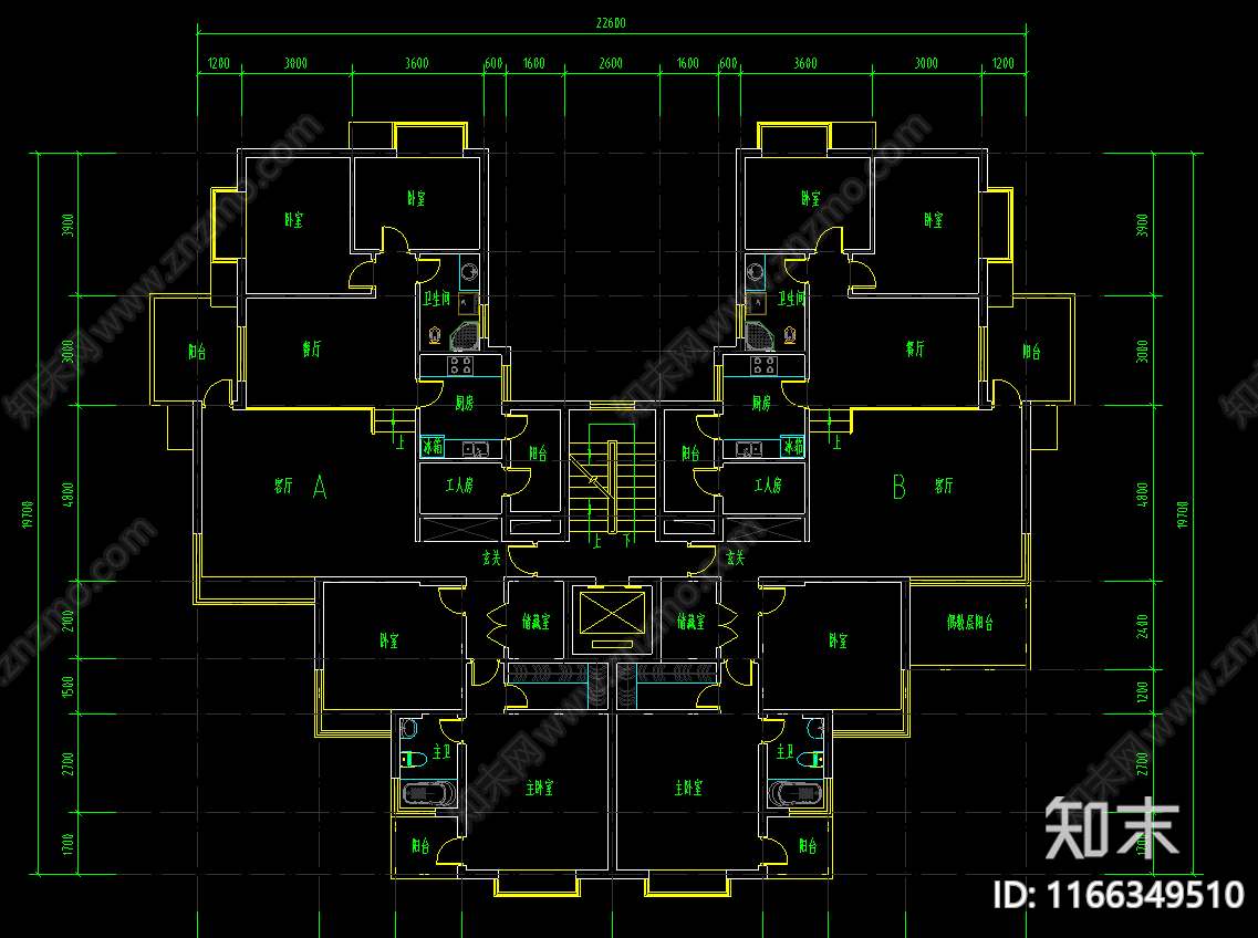 建筑平面图cad施工图下载【ID:1166349510】