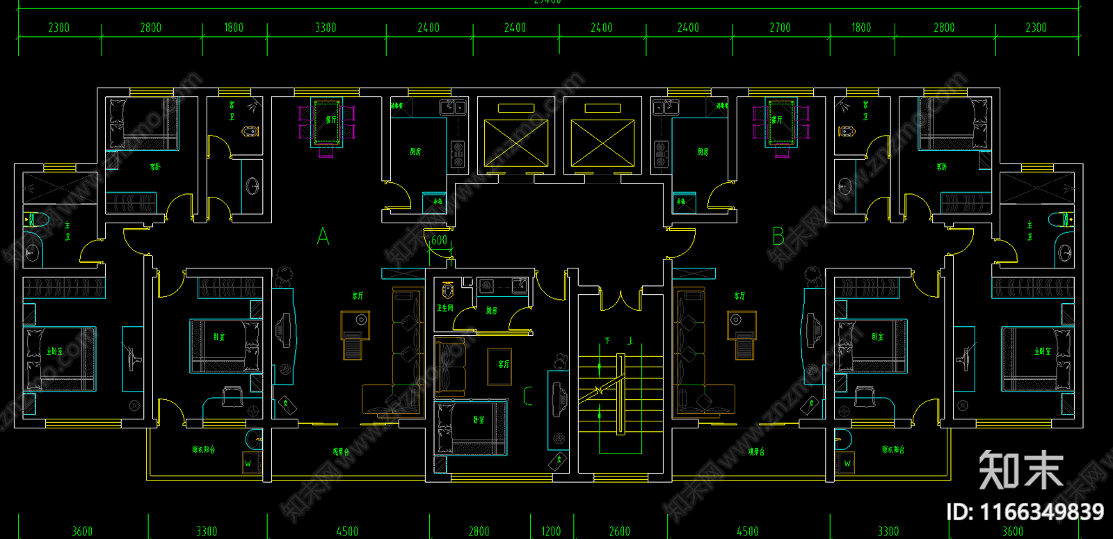 建筑平面图cad施工图下载【ID:1166349839】