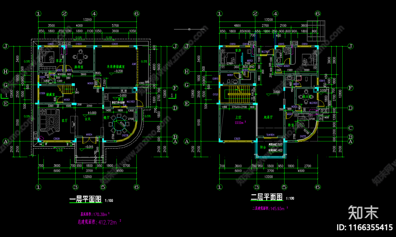 现代别墅建筑cad施工图下载【ID:1166355415】