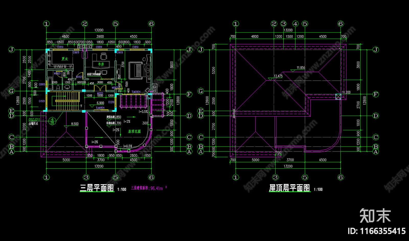 现代别墅建筑cad施工图下载【ID:1166355415】