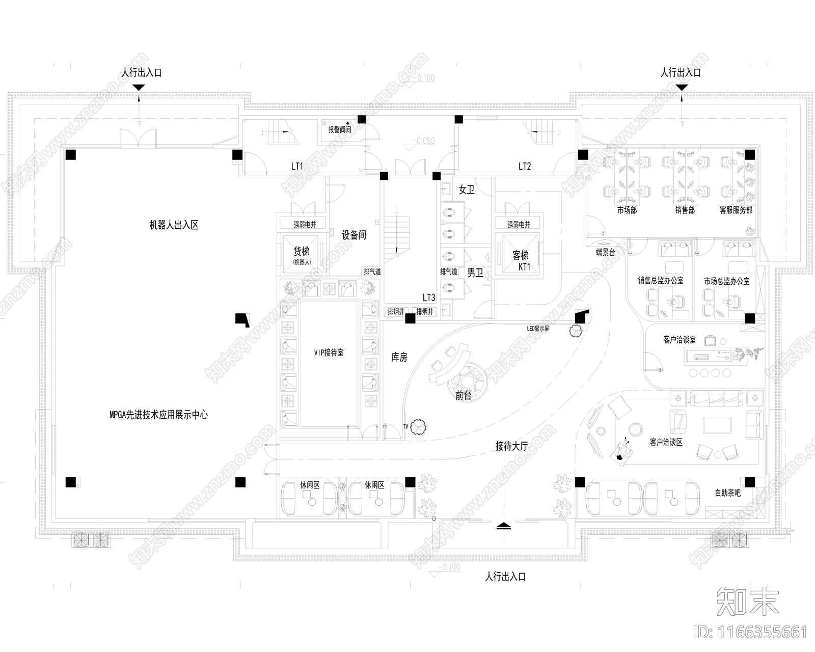 现代整体办公空间cad施工图下载【ID:1166355661】