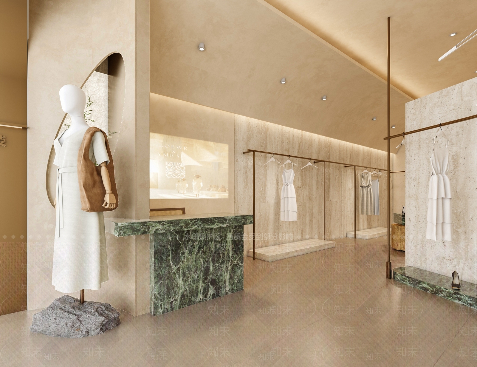 现代侘寂服装店3D模型下载【ID:1166355461】