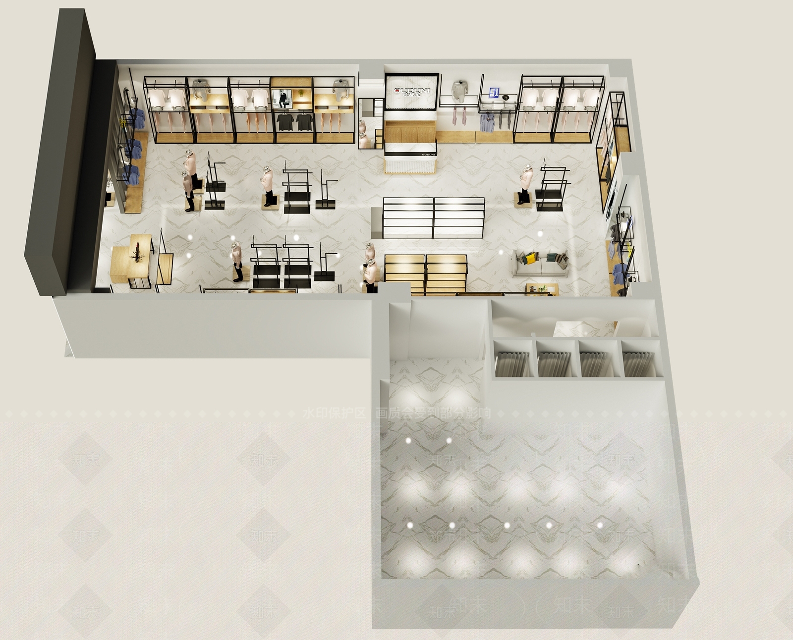 现代新中式服装店3D模型下载【ID:1166358528】