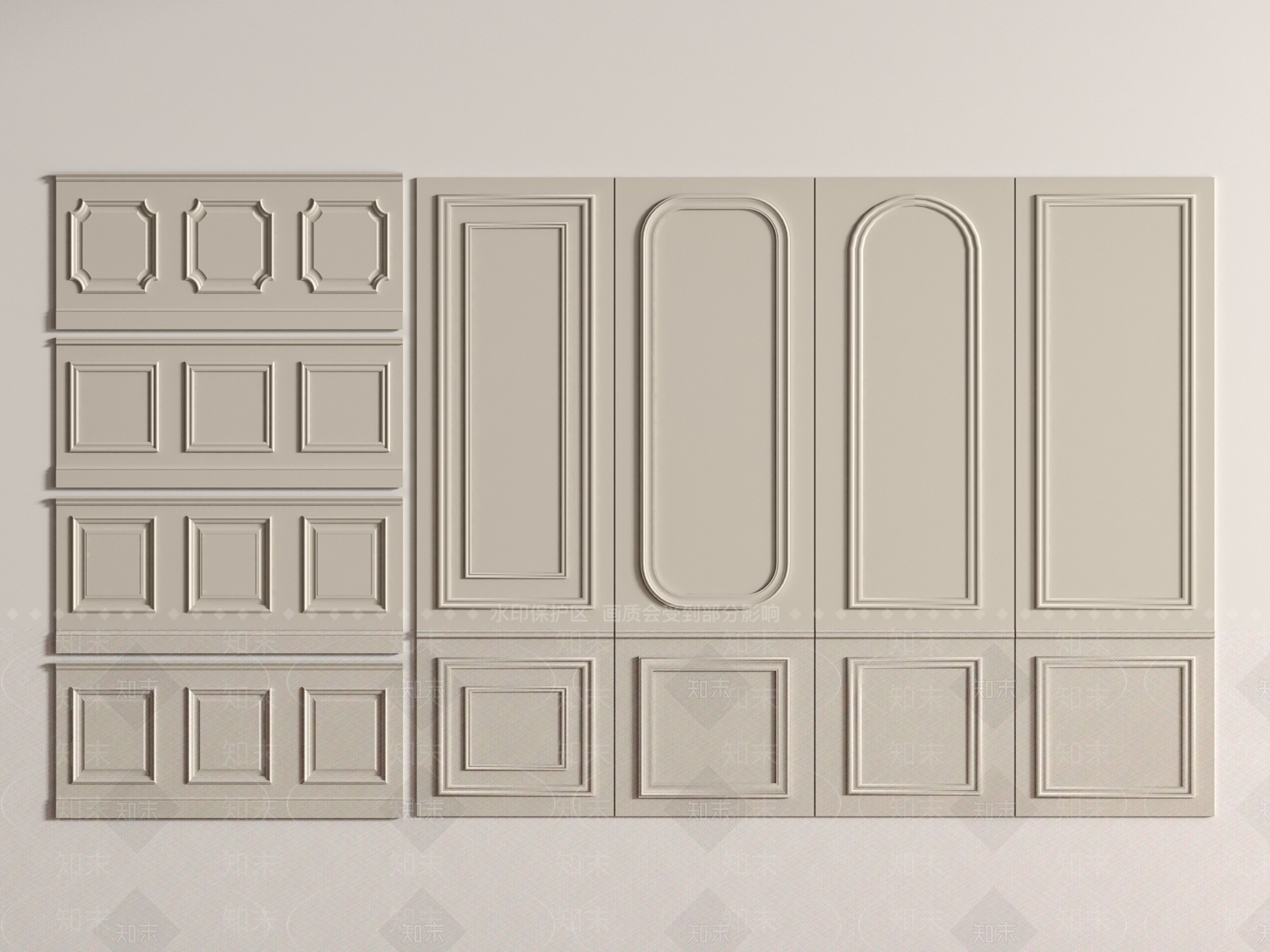 欧式护墙板SU模型下载【ID:1166358395】