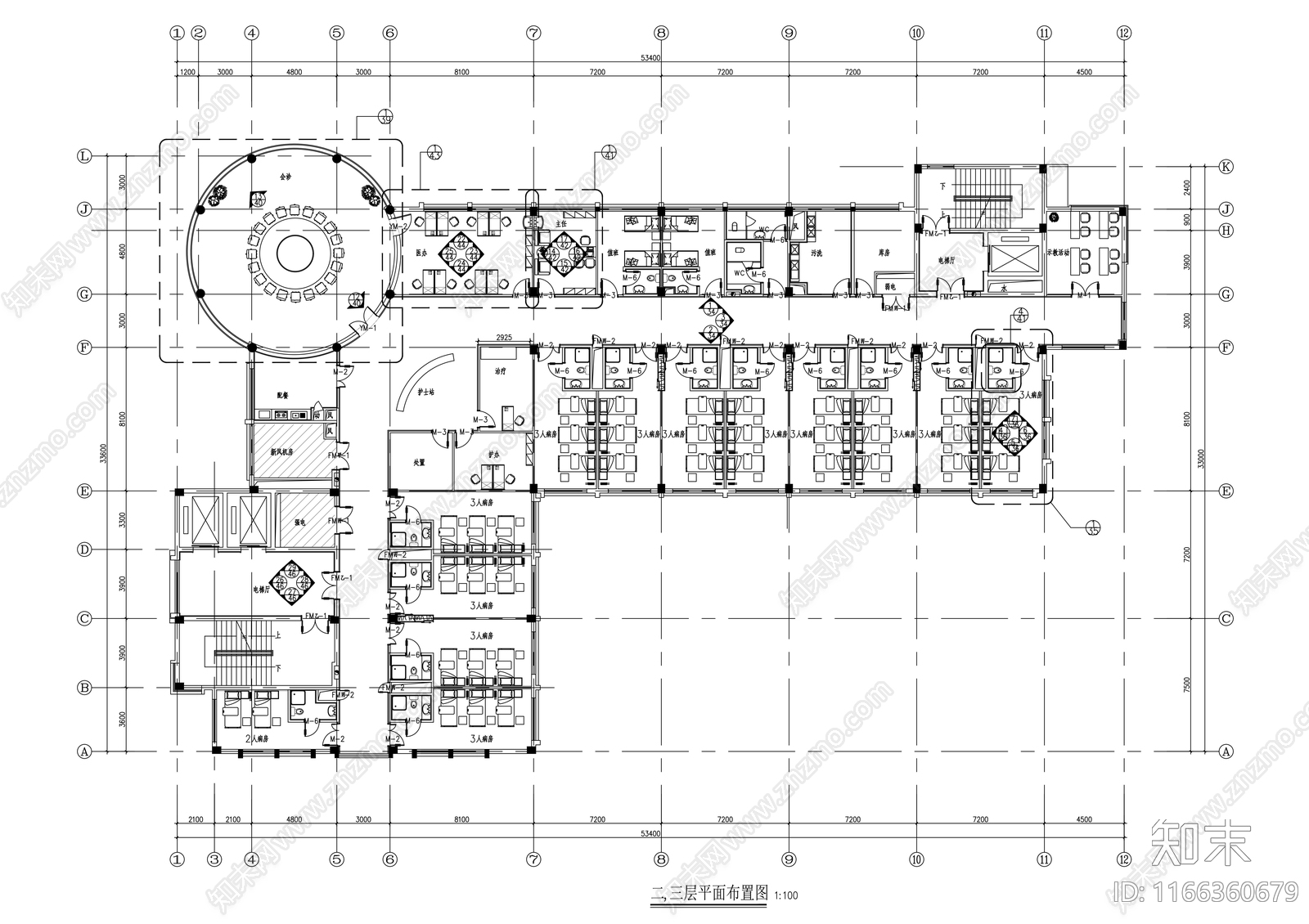 现代医院cad施工图下载【ID:1166360679】