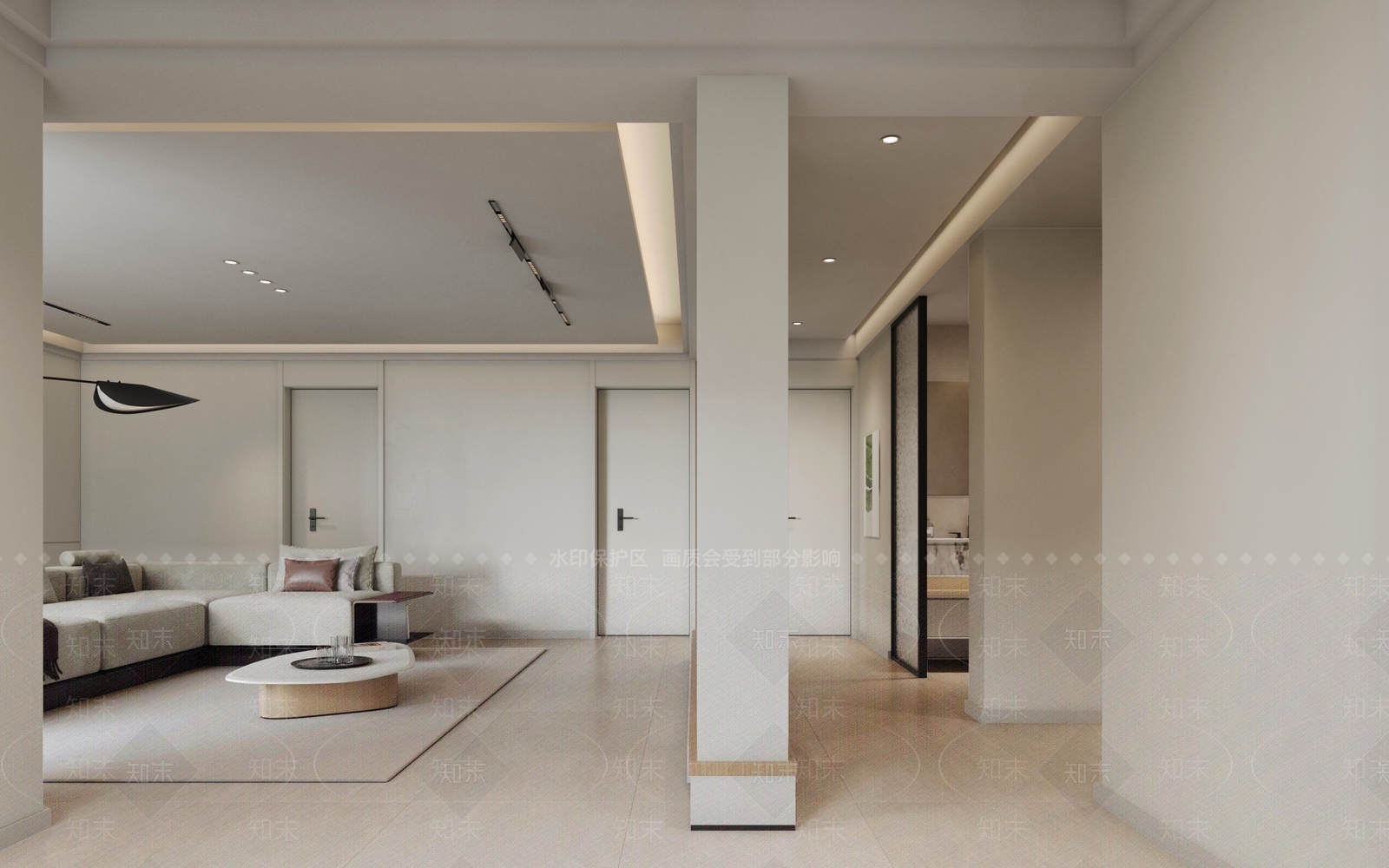 现代奶油家居客厅3D模型下载【ID:1166361265】_知末3d模型网