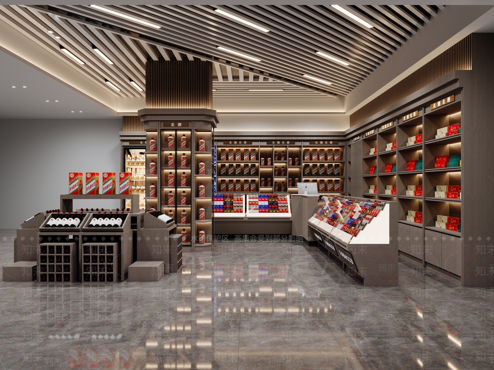 新中式中式烟酒店3D模型下载【ID:1166362413】