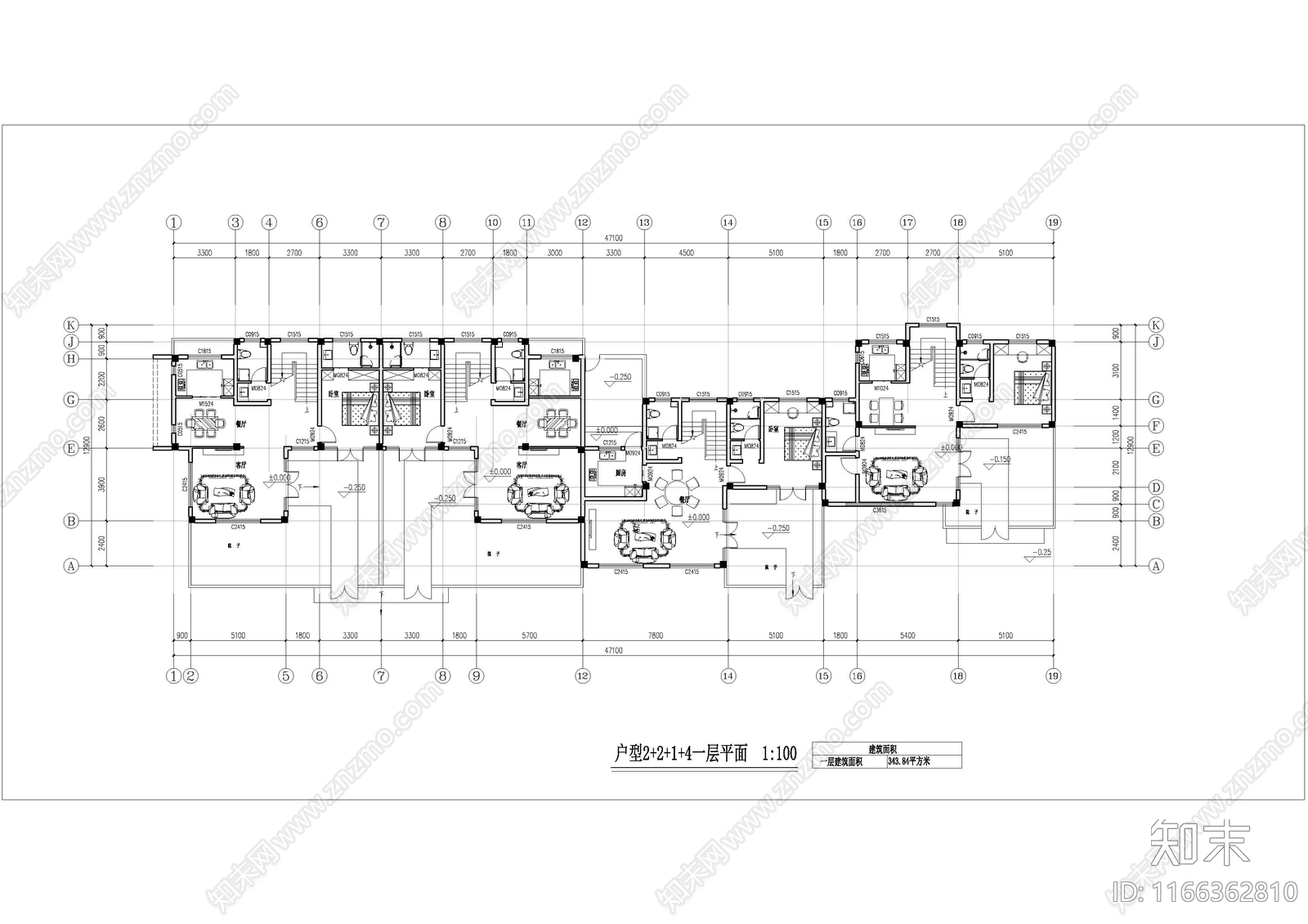 新中式现代其他居住建筑cad施工图下载【ID:1166362810】