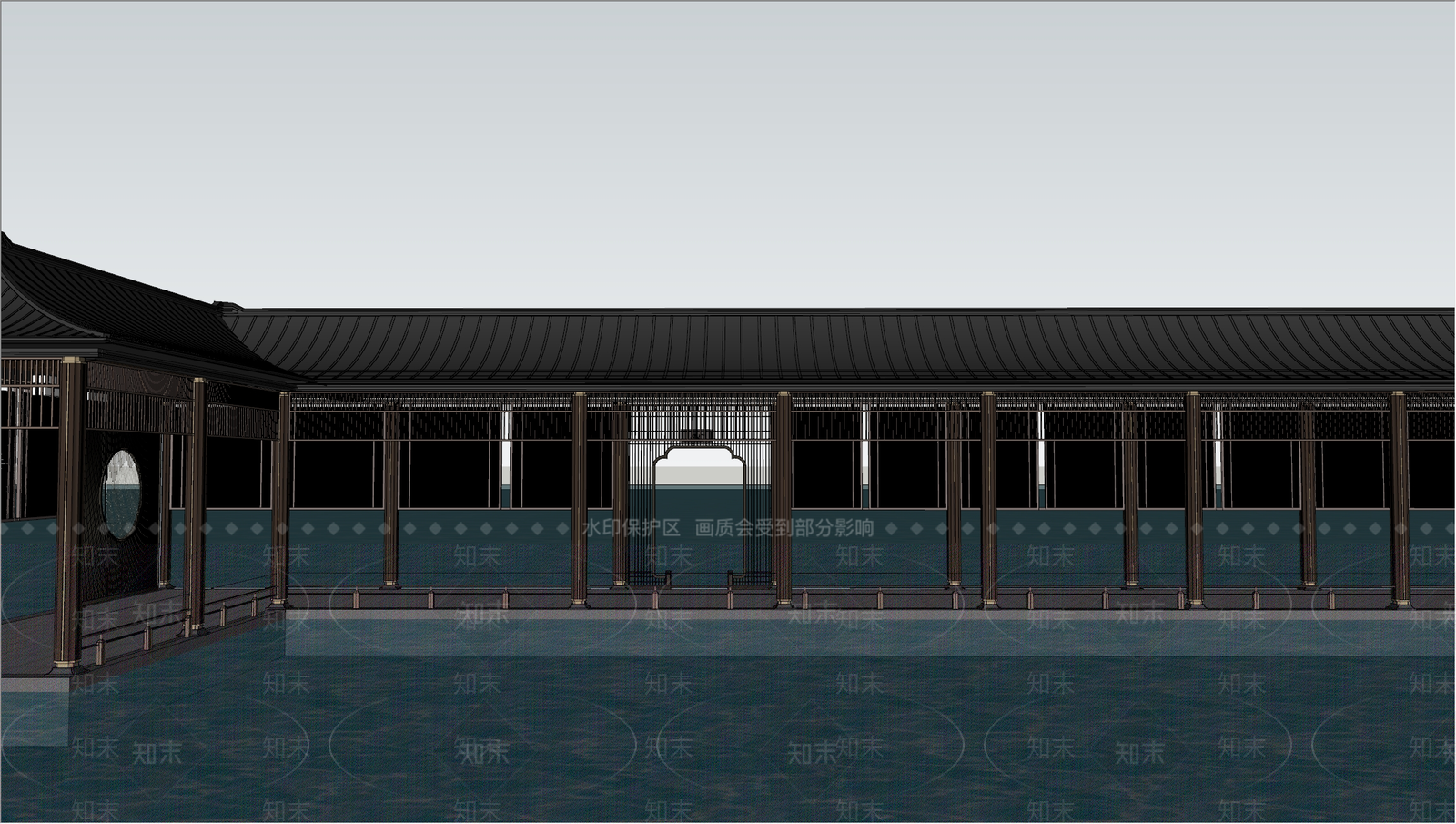新中式现代廊架SU模型下载【ID:1166364240】