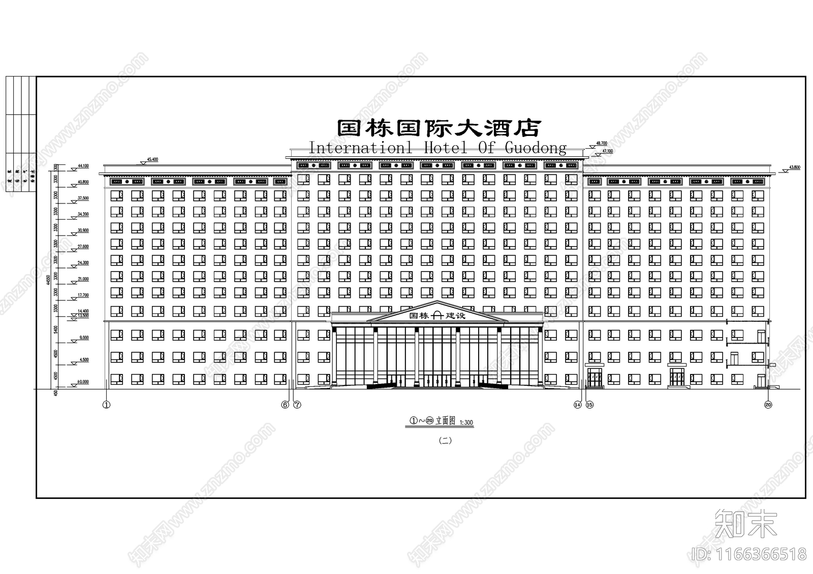 现代酒店建筑施工图下载【ID:1166366518】