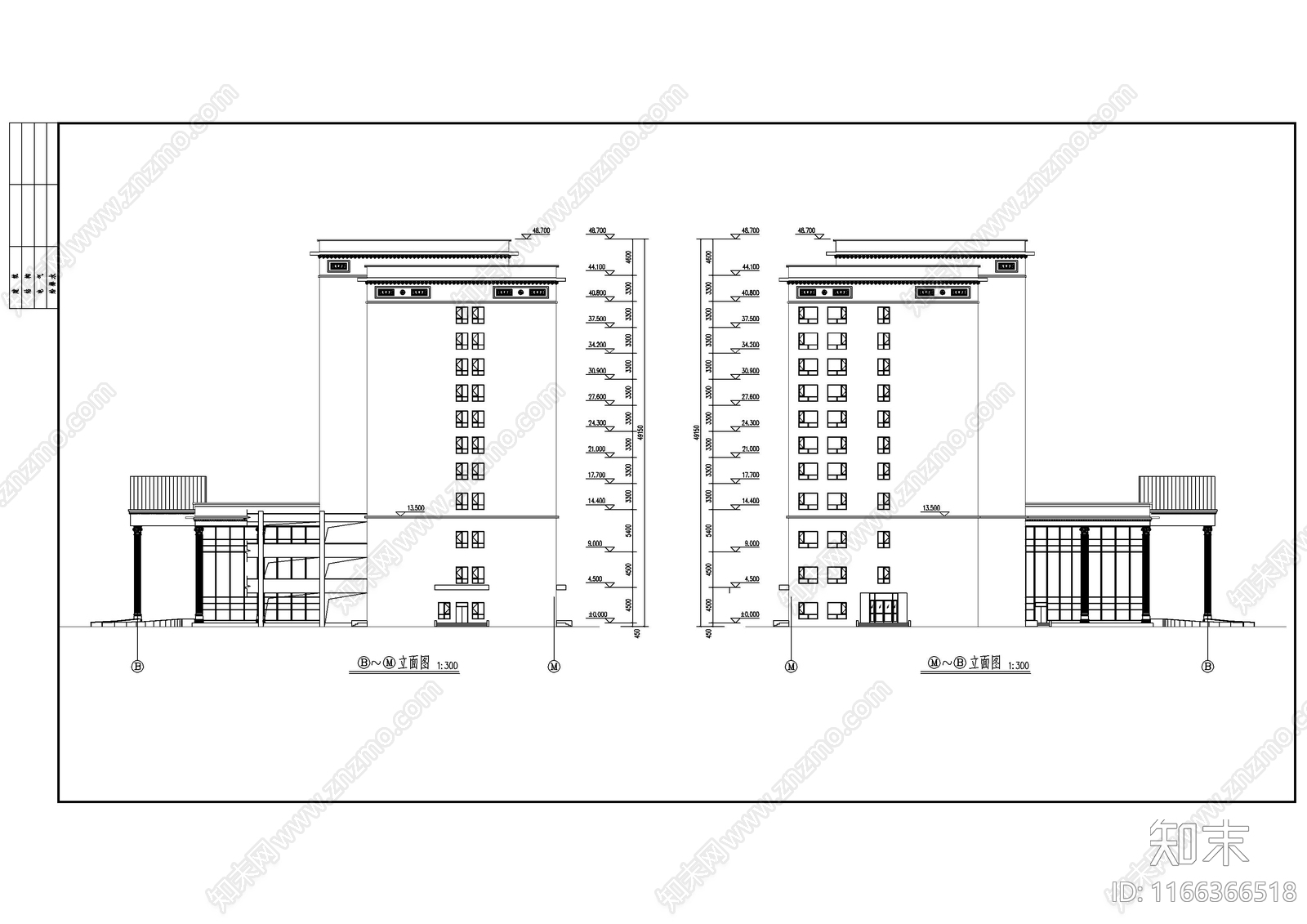 现代酒店建筑施工图下载【ID:1166366518】