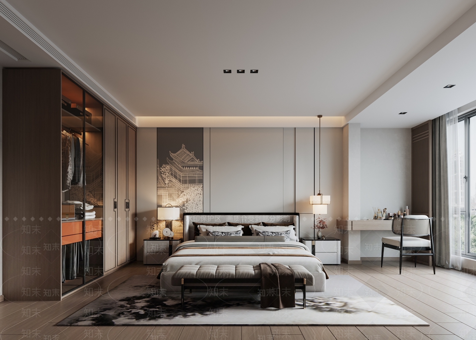 新中式衣帽间3D模型下载【ID:1214658647】