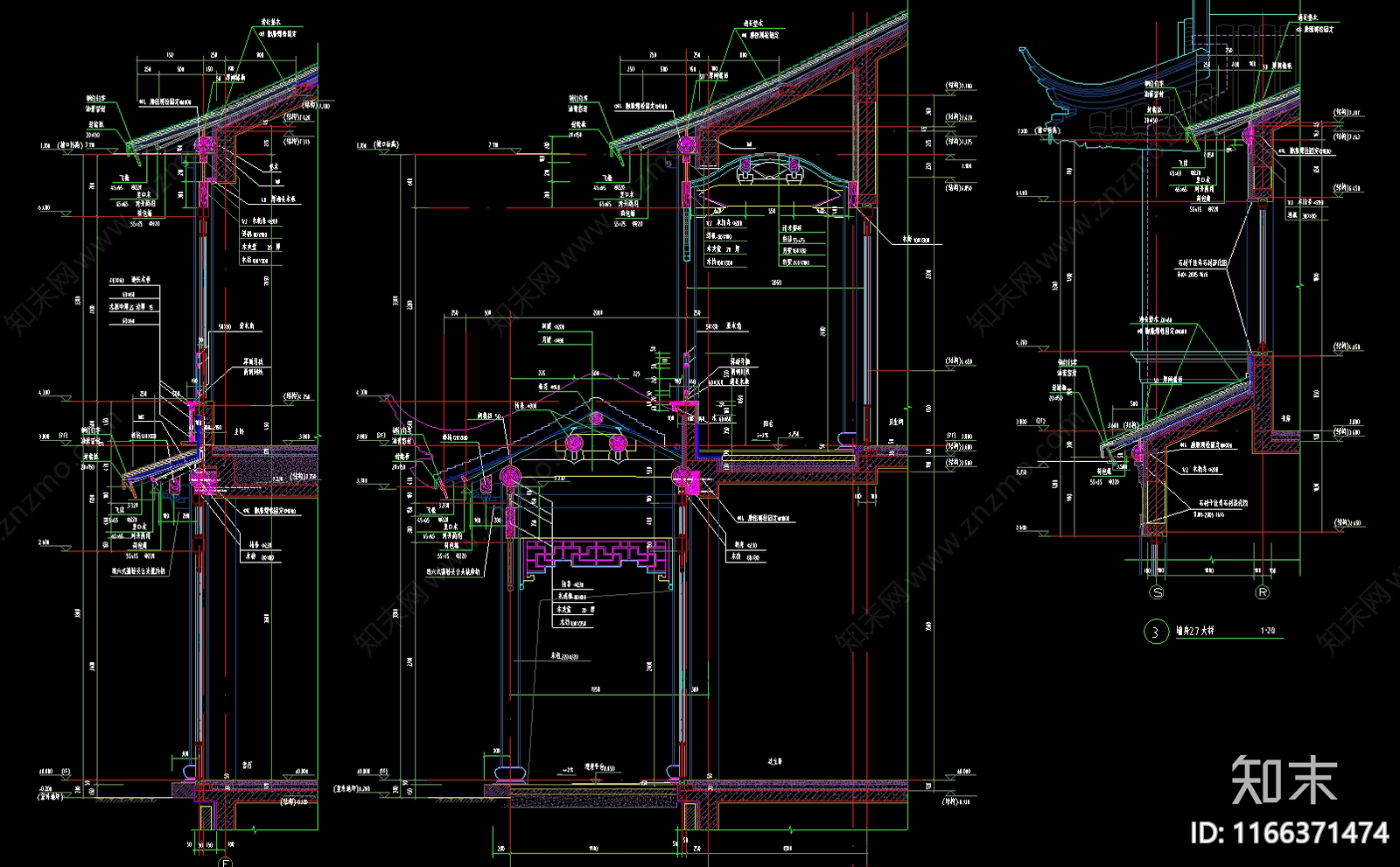 新中式中式别墅建筑施工图下载【ID:1166371474】