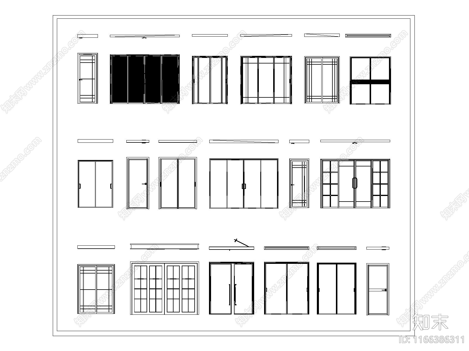 现代门cad施工图下载【ID:1166386311】
