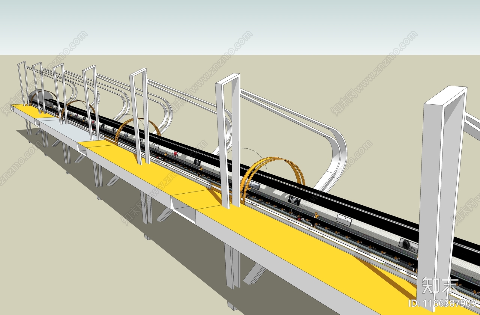 现代工业地铁站SU模型下载【ID:1166387909】