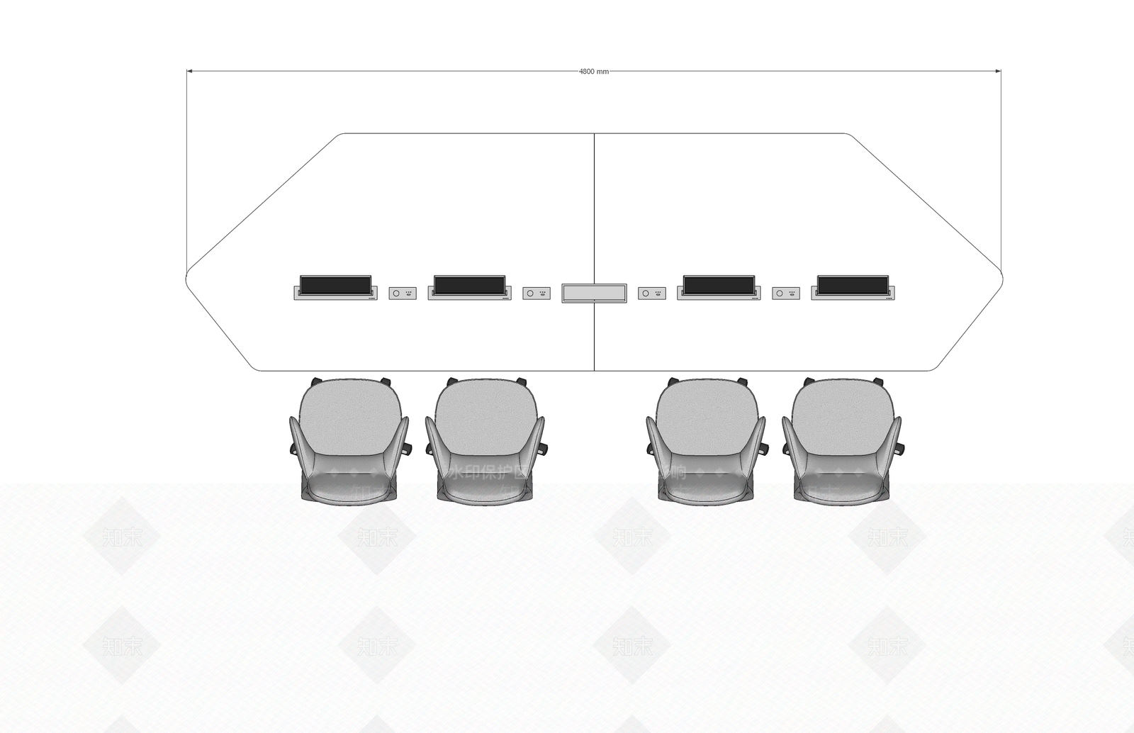 现代办公桌椅SU模型草图