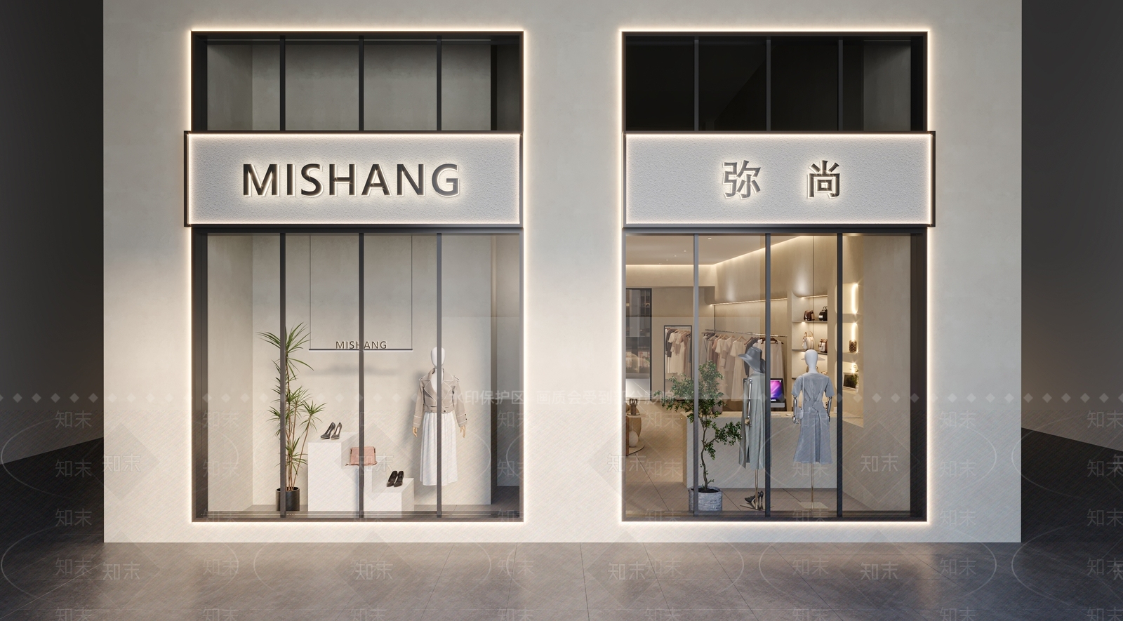 现代奶油服装店3D模型下载【ID:1166394664】