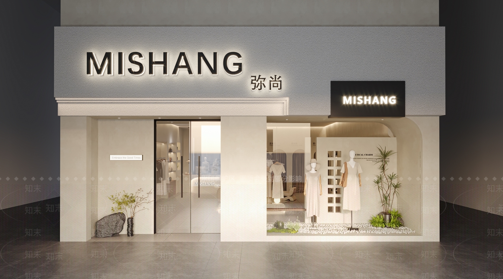 现代奶油服装店3D模型下载【ID:1166394664】