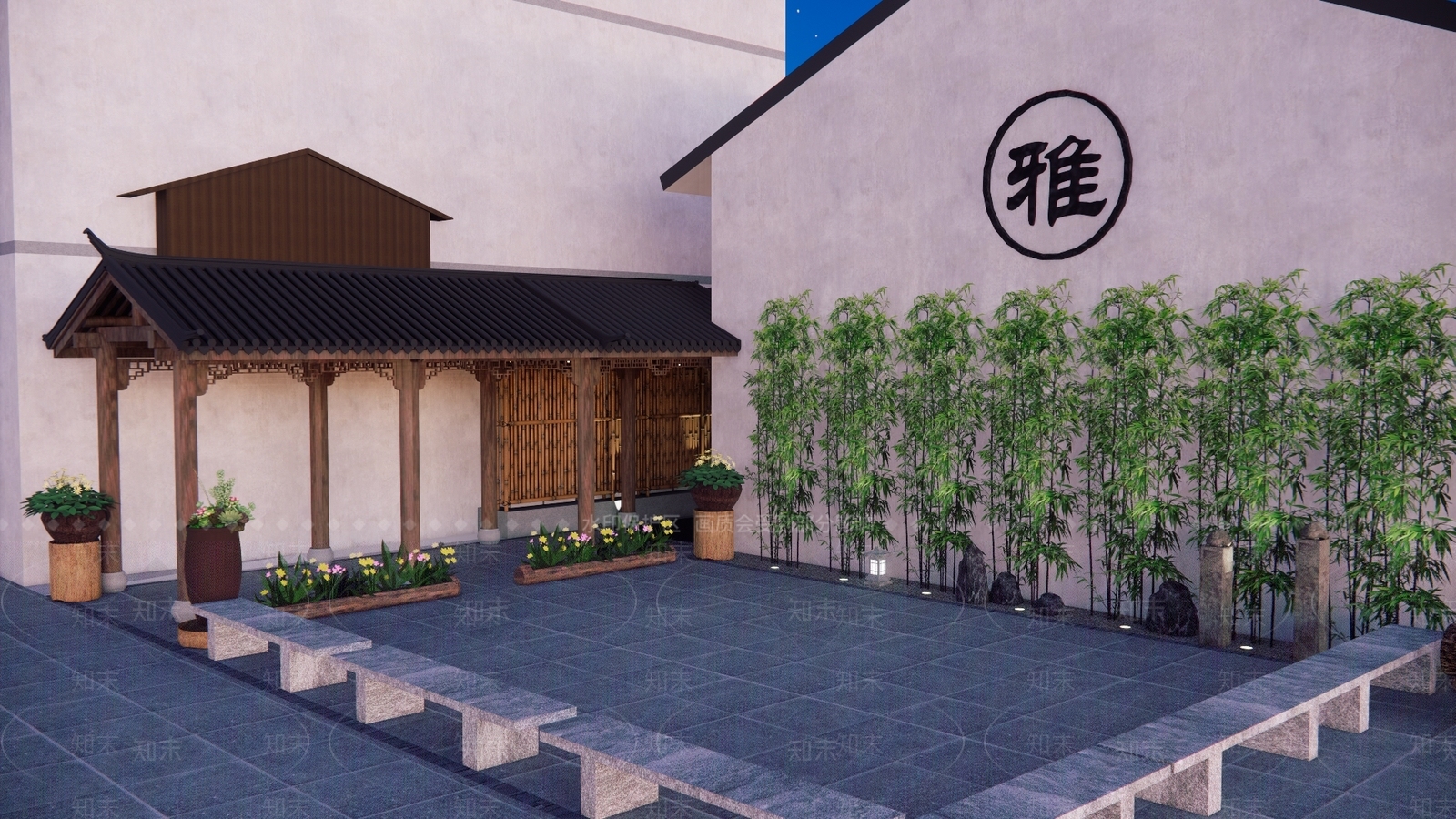 新中式景观乡村庭院SU模型下载【ID:1228441793】