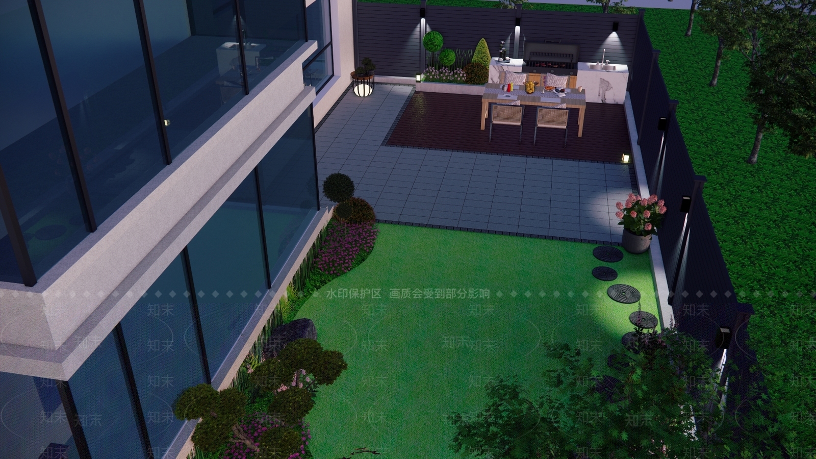 现代主义别墅庭院SU模型下载【ID:1228443560】