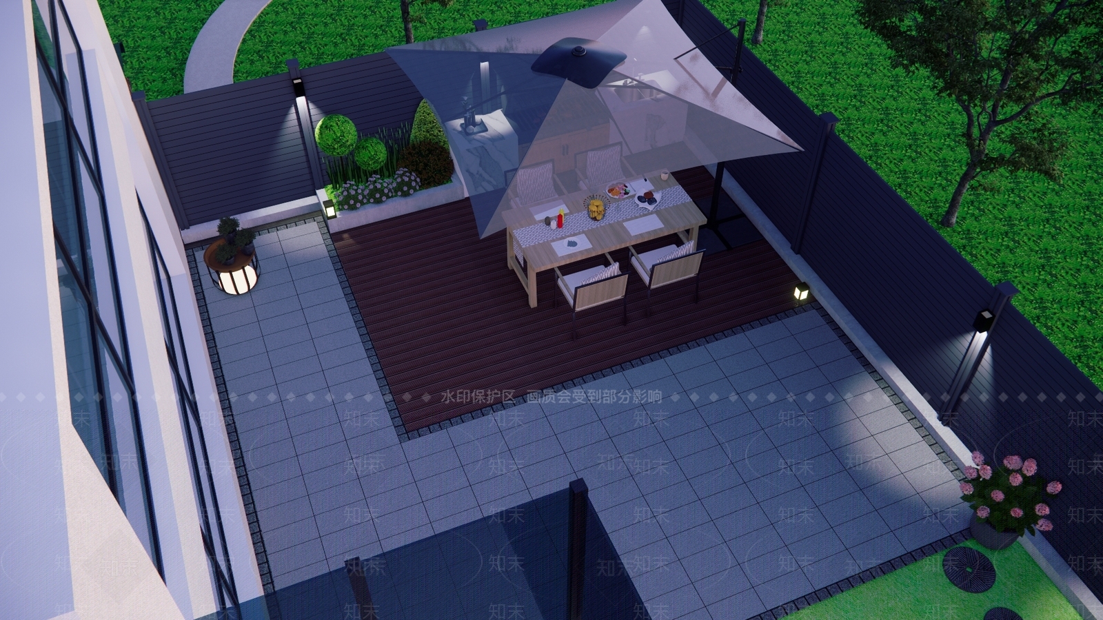 现代主义别墅庭院SU模型下载【ID:1228443560】