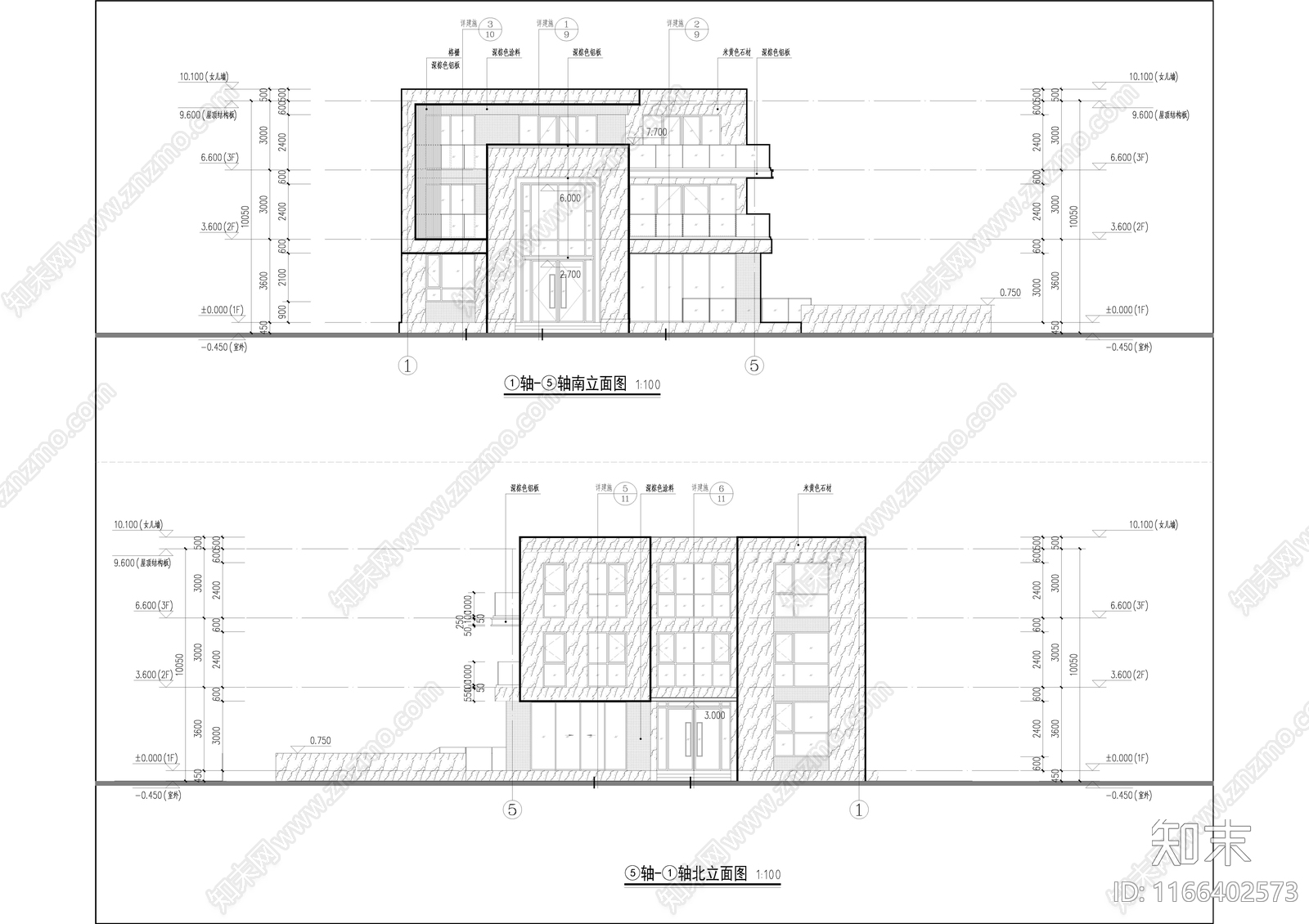 新中式简约别墅建筑cad施工图下载【ID:1166402573】