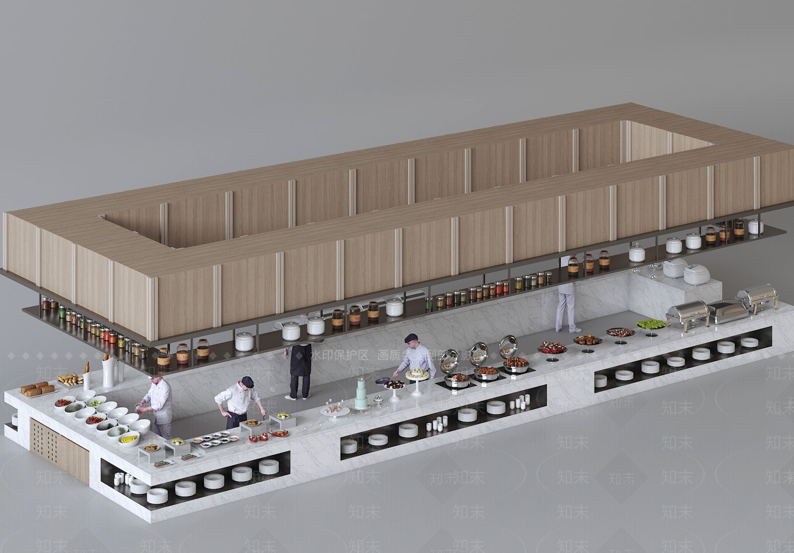 现代自助餐厅3D模型下载【ID:1166404913】