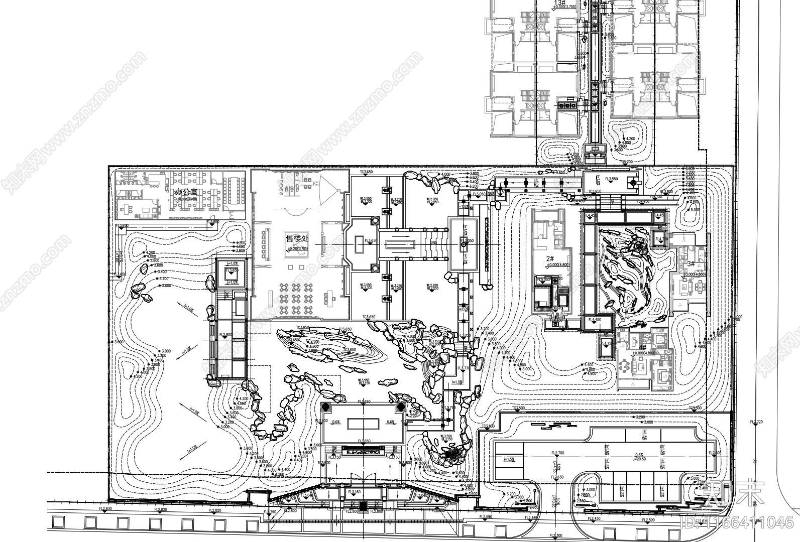 现代新中式小区景观cad施工图下载【ID:1166411046】