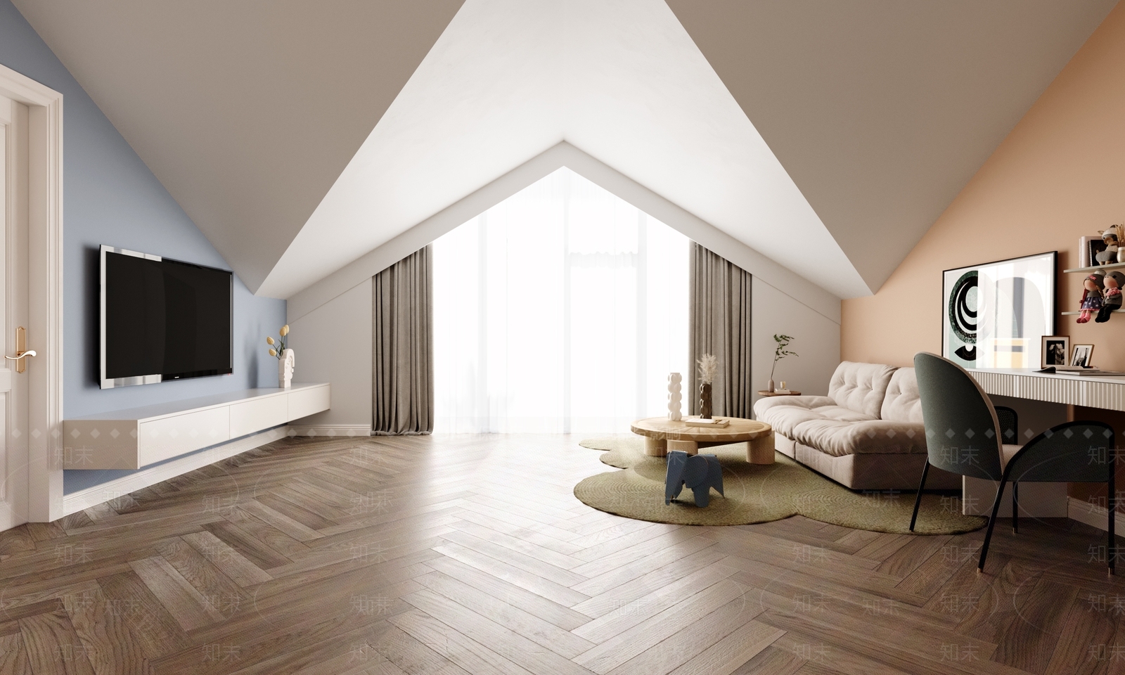 现代美式家居客厅3D模型下载【ID:1166413030】