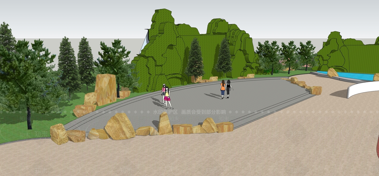 现代广场景观SU模型下载【ID:1166417581】