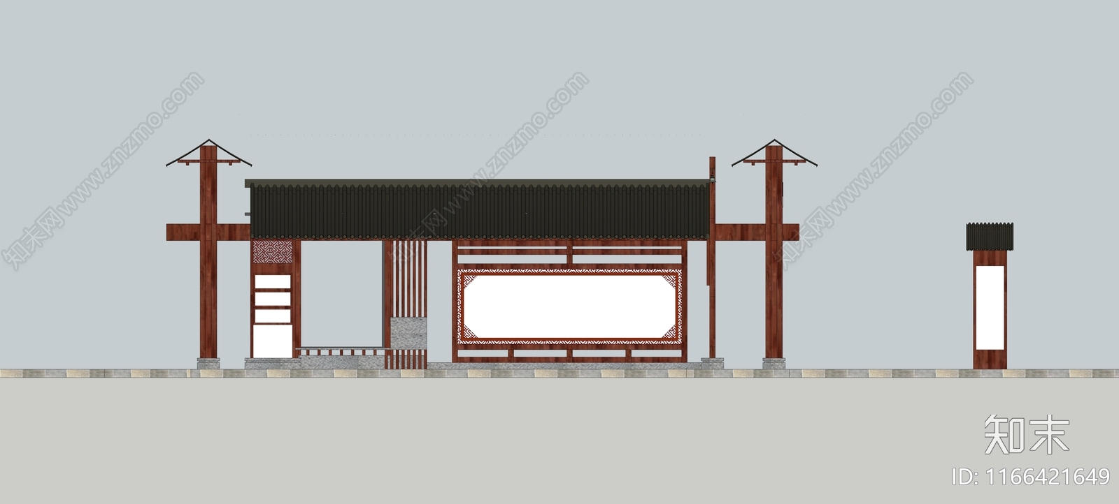 中式公交站台SU模型下载【ID:1166421649】