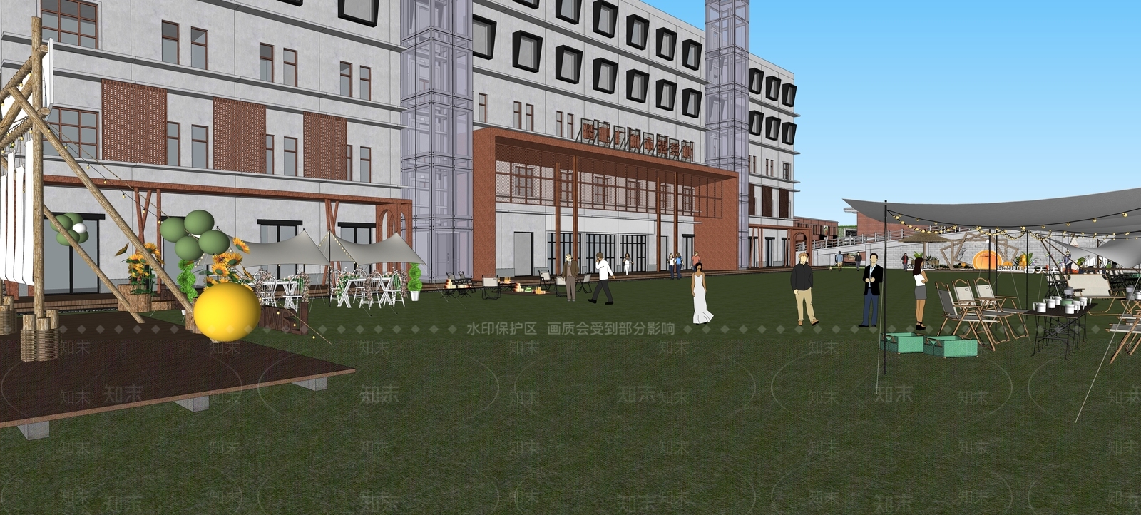 中式工业鸟瞰规划SU模型下载【ID:1166451950】