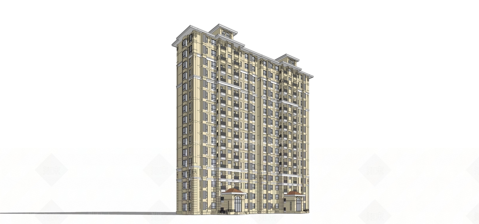 简欧高层住宅SU模型下载【ID:1166427602】