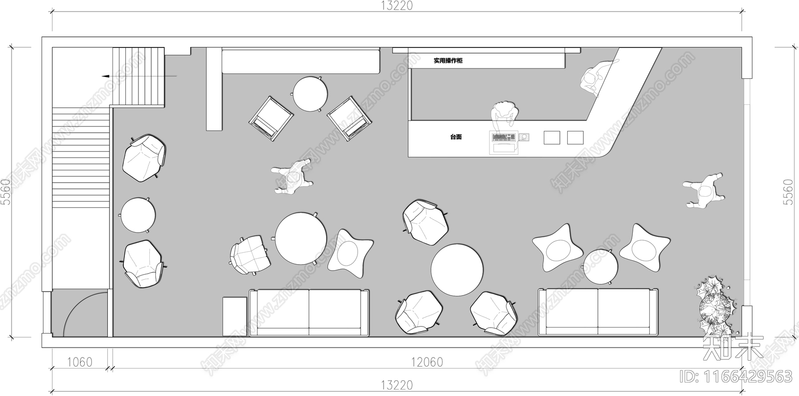 现代奶茶店施工图下载【ID:1166429563】