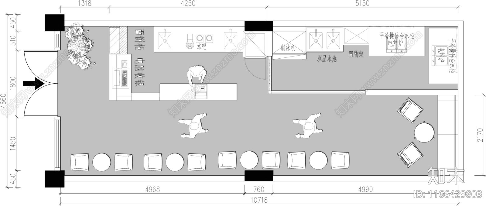 现代奶茶店施工图下载【ID:1166429803】