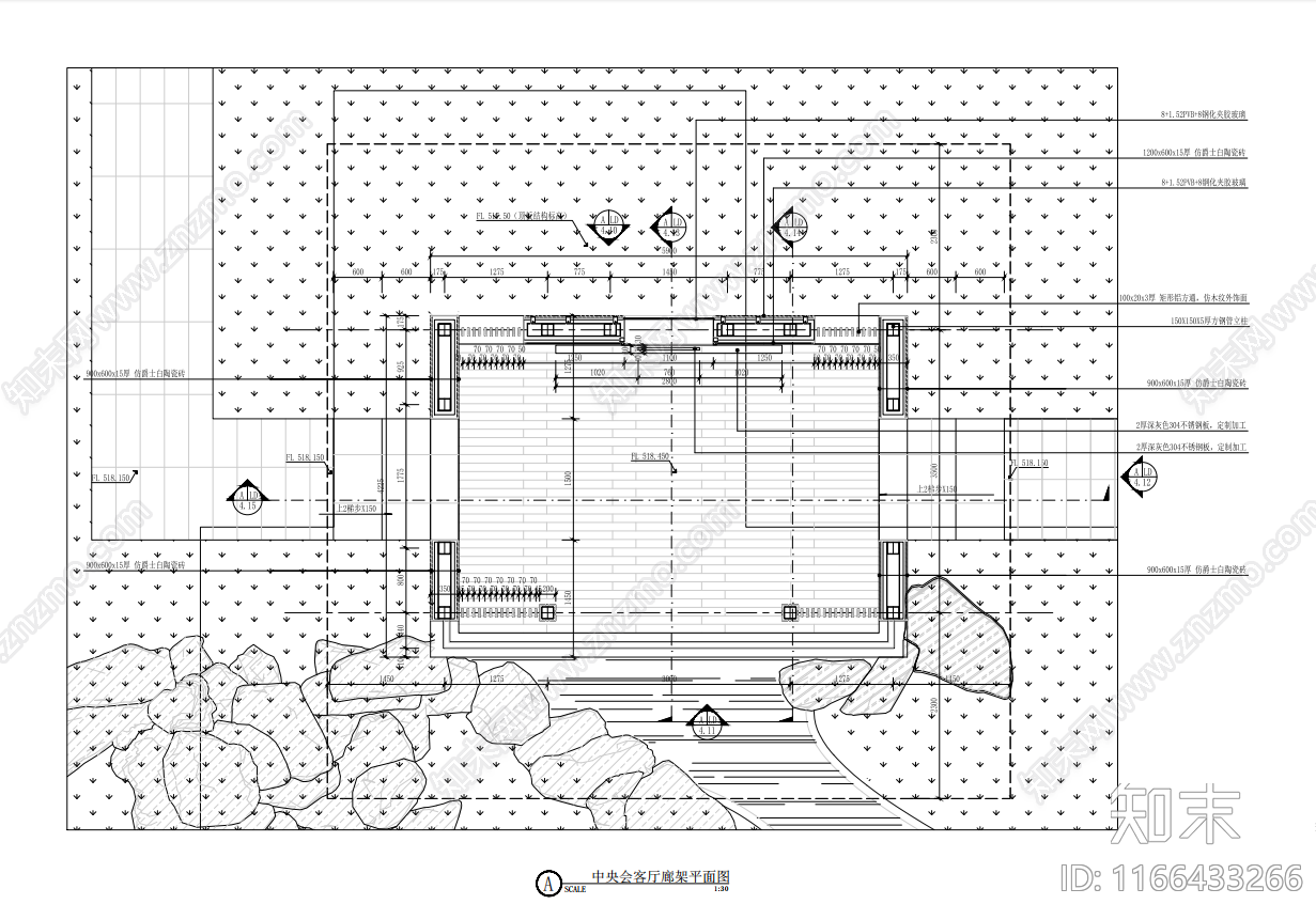 现代新中式廊架节点cad施工图下载【ID:1166433266】