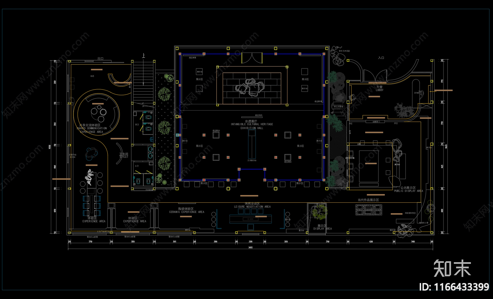 现代新中式其他文化空间cad施工图下载【ID:1166433399】